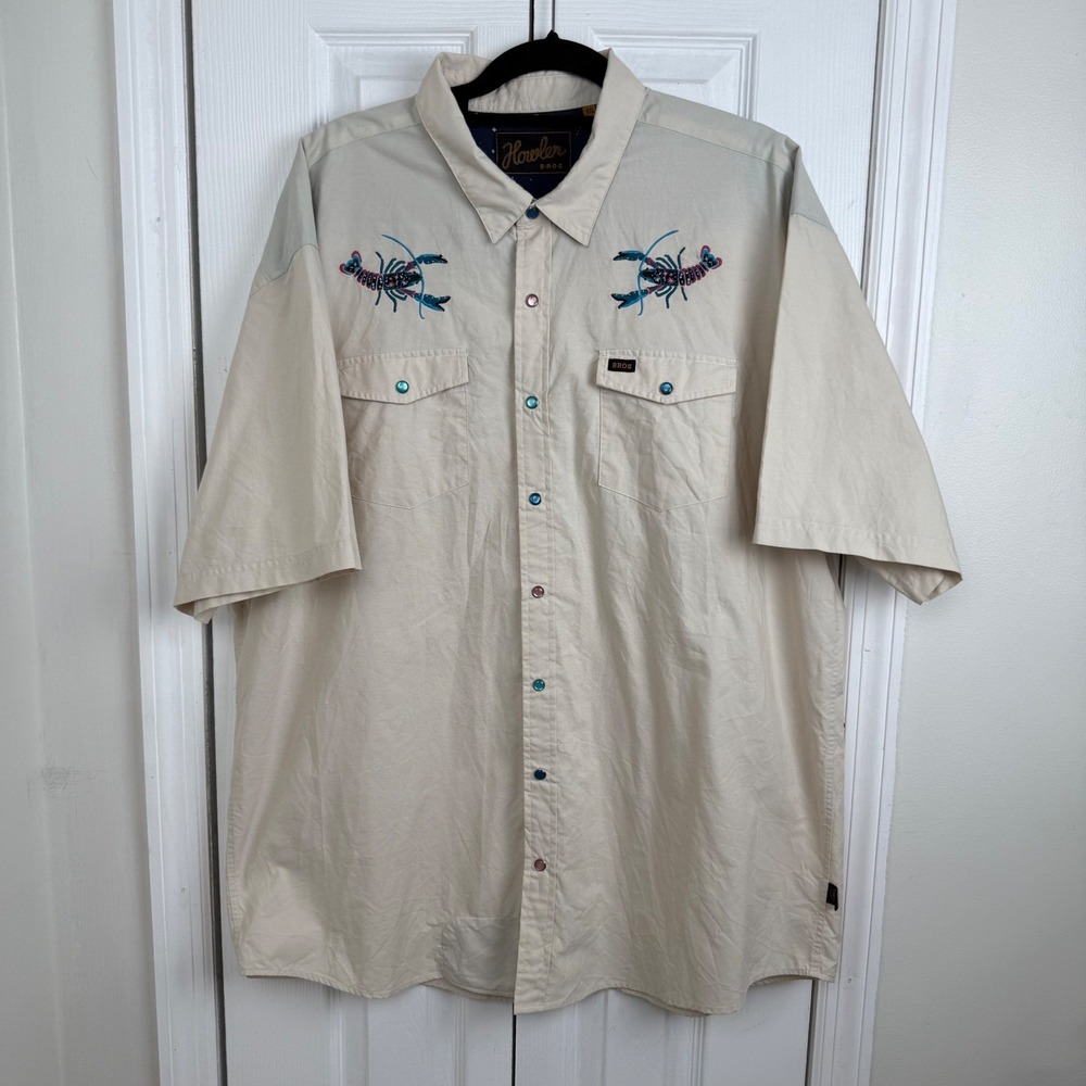 Howler Bros‎ H Bar B Snap Shirt XXL COSMIC CRAWFISH Western Pearl Snap RETIRED